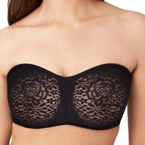 Wacoal Halo Lace Strapless Underwire Bra - Black. 36DDD (36F)